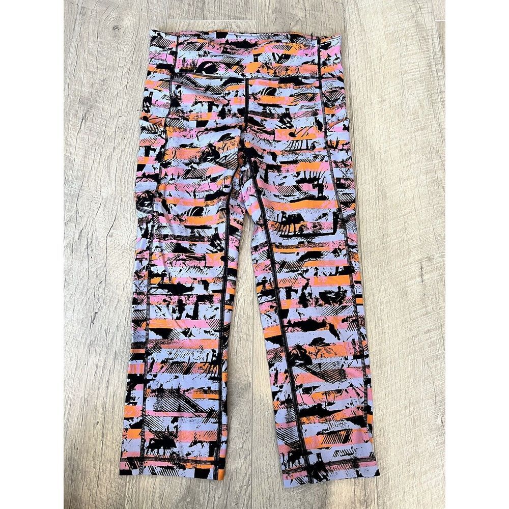 Lululemon Women Size 6 21" Speed Up Crop LW6AO8S Purple Inversion Multi Leggings